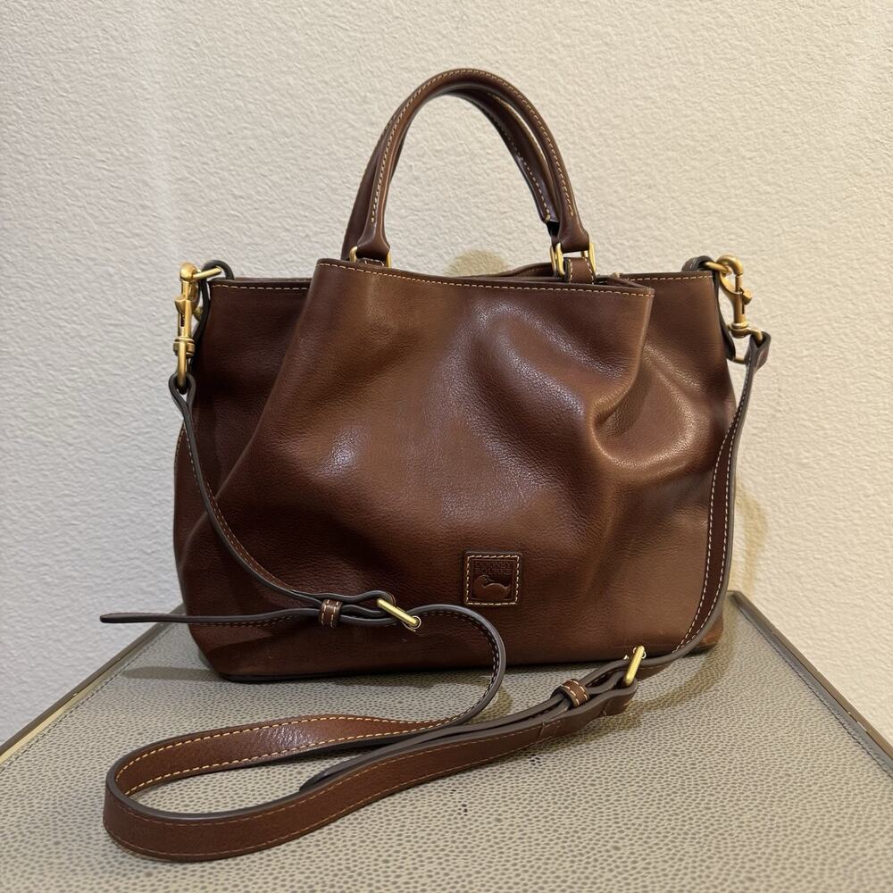 Dooney & Bourke Florentine Brenna Satchel Handbag 8L0946 Chestnut Leather